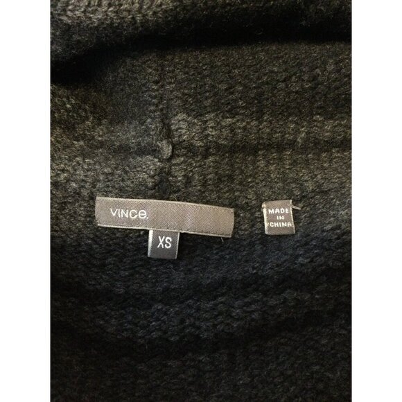 Vince Womens XS Black & Gray Striped Hooded Cardigan Sweater - Picture 4 of 9